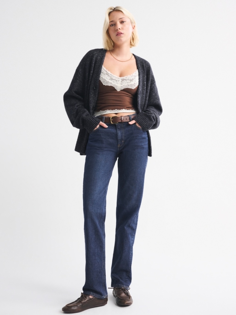 NWT Abercrombie & Fitch Mid Rise 90s Straight Jean Dark Wash Size 28 Short